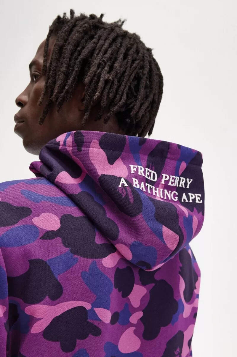 fred perry camouflage hooded herrtröjor lila