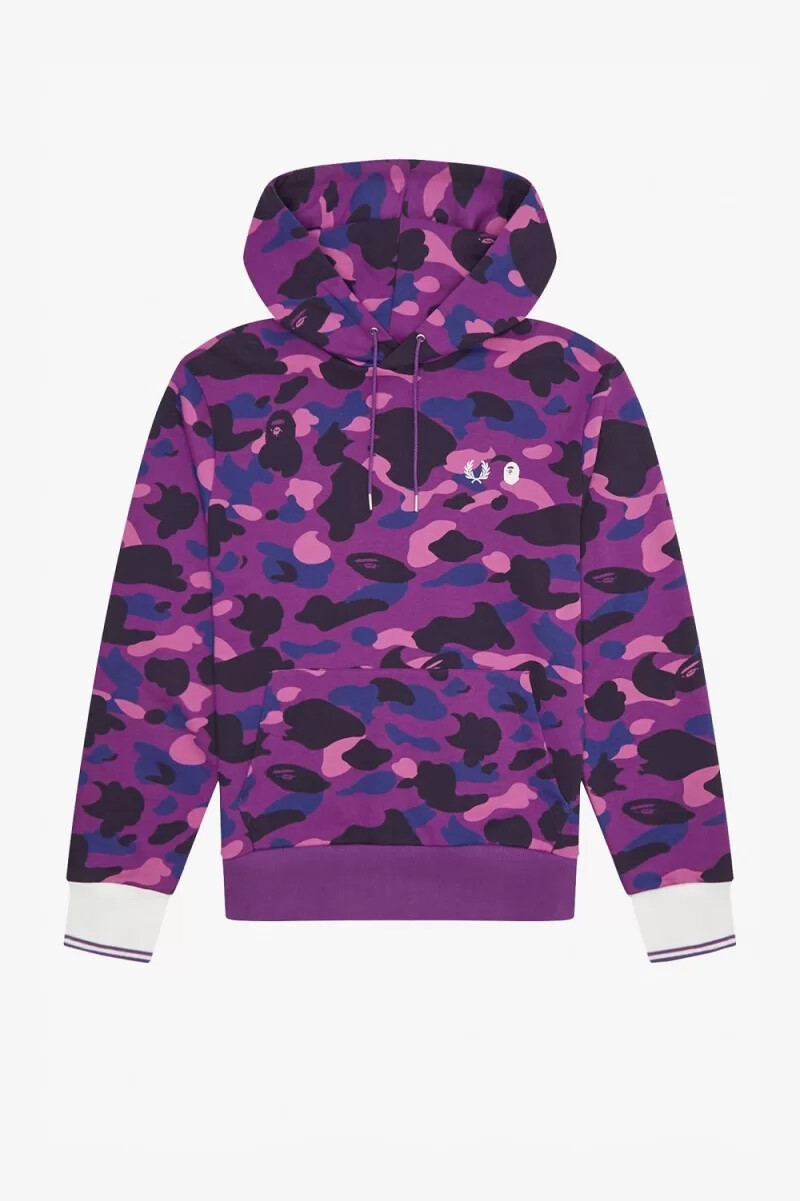 fred perry camouflage hooded herrtröjor lila