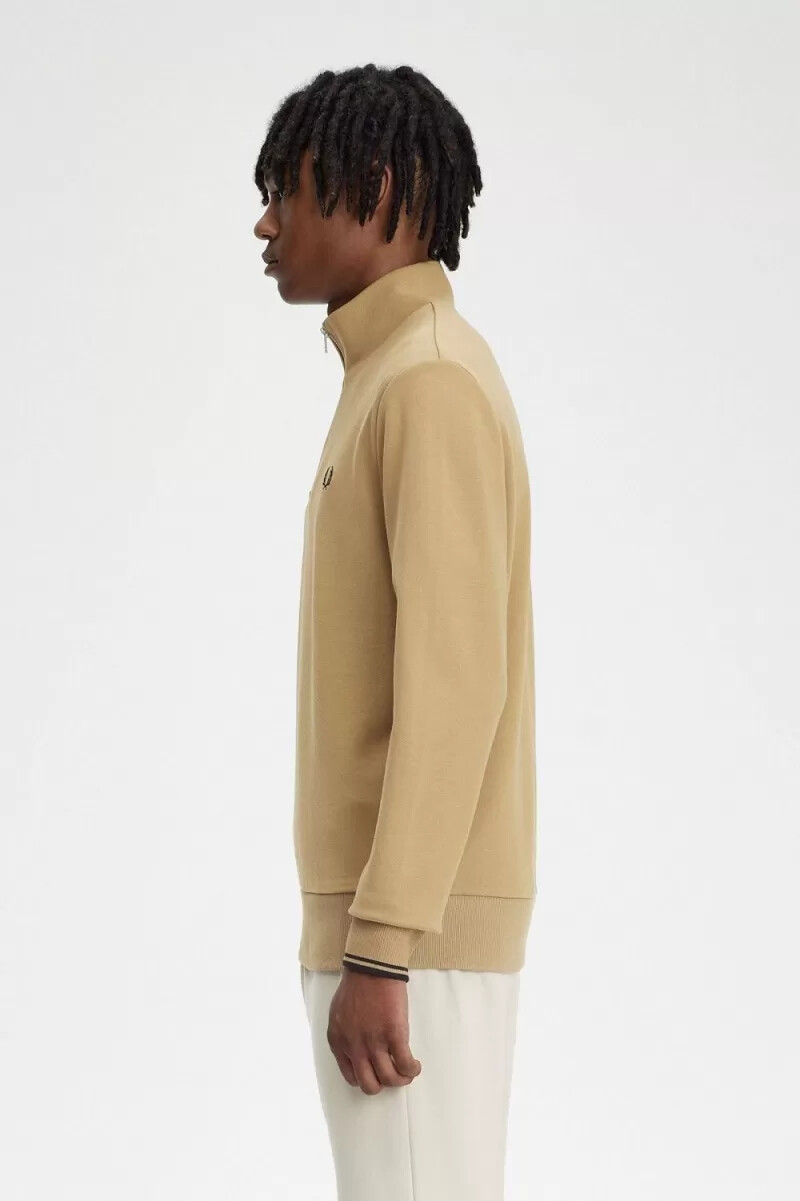 fred perry herrtröjor med halv dragkedja grön svart