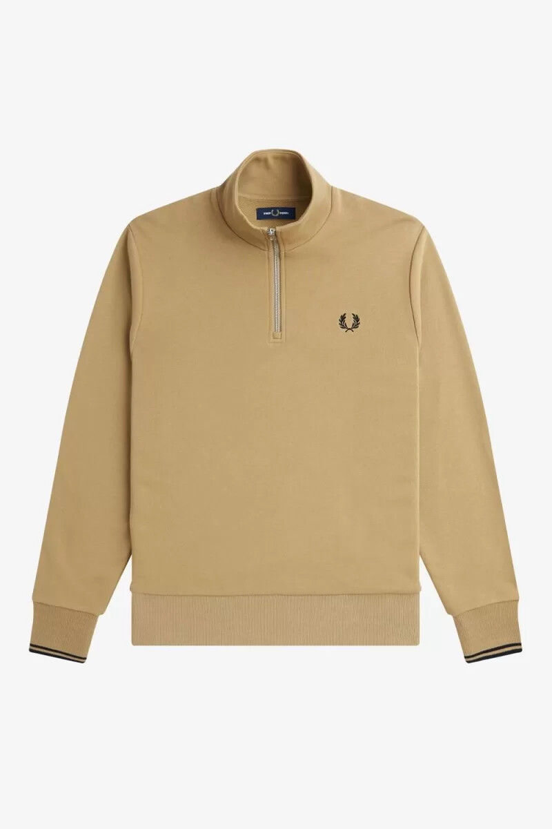 fred perry herrtröjor med halv dragkedja grön svart