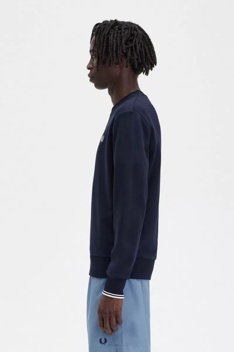 fred perry crew neck herrtröjor marinblå