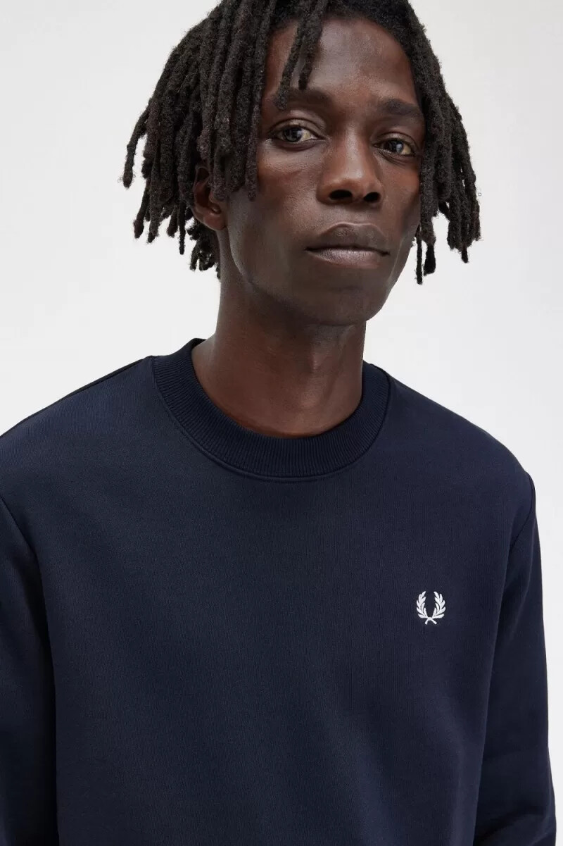fred perry crew neck herrtröjor marinblå