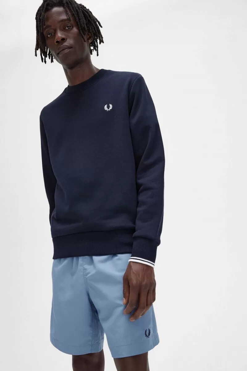 fred perry crew neck herrtröjor marinblå