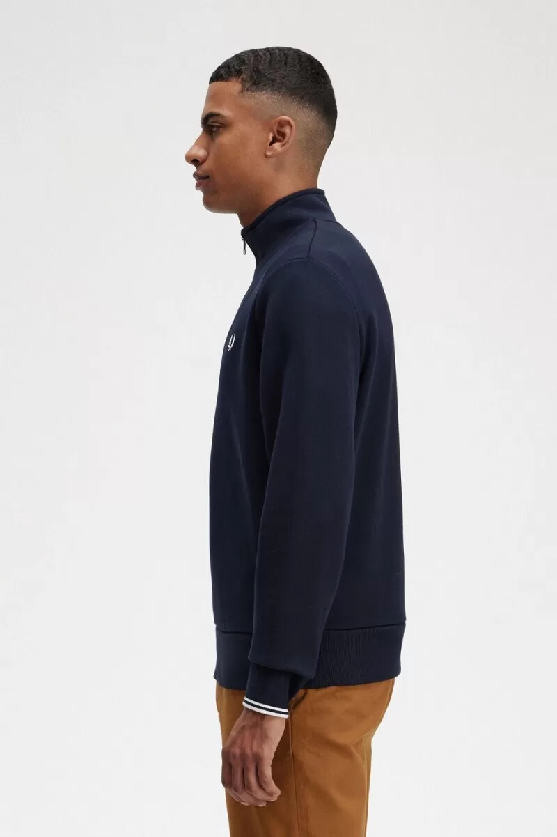fred perry herrtröjor med halv dragkedja marinblå