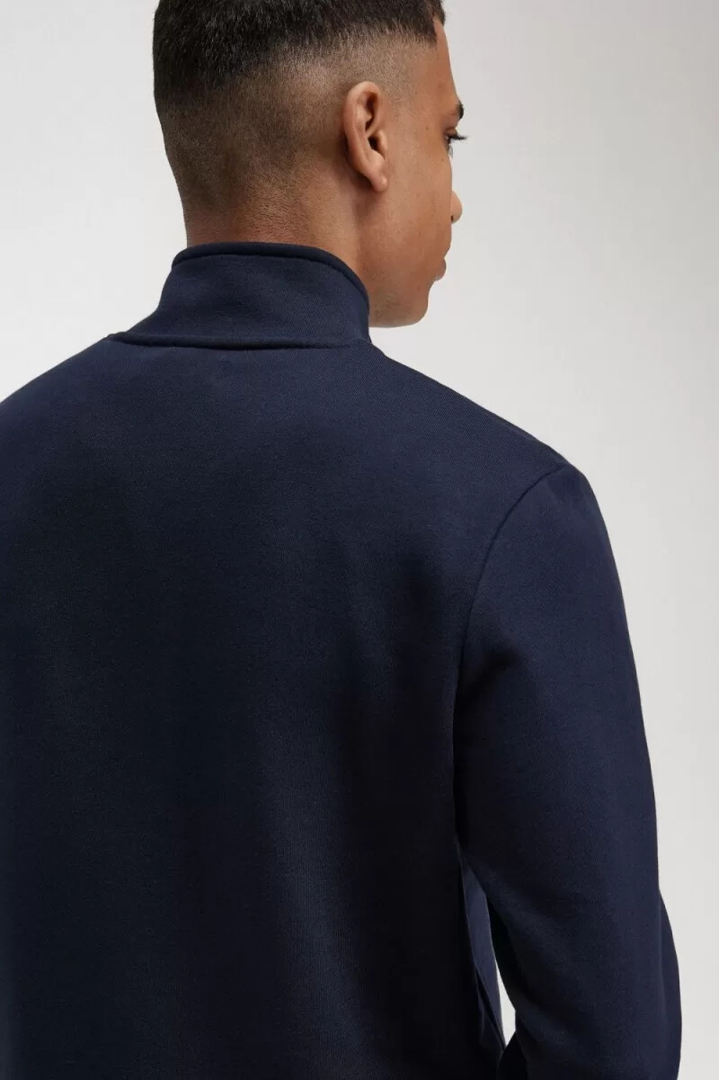 fred perry herrtröjor med halv dragkedja marinblå
