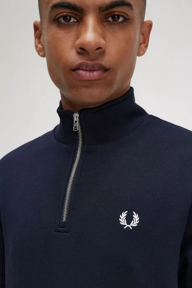 fred perry herrtröjor med halv dragkedja marinblå