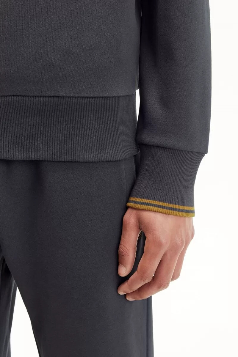 fred perry half zip herrtröjor anchor grey mörk kaffe