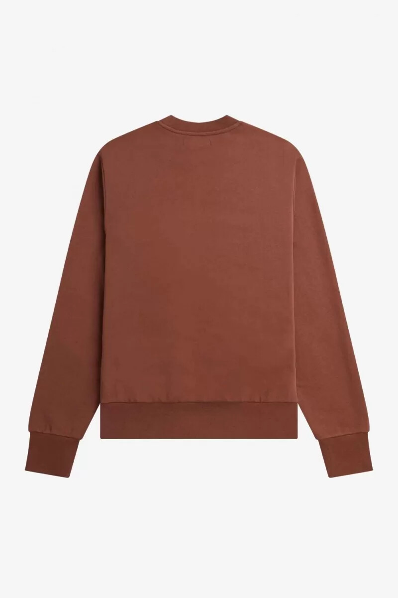 fred perry märkeströja med badge-detaljer och rund halsringning whiskybrun