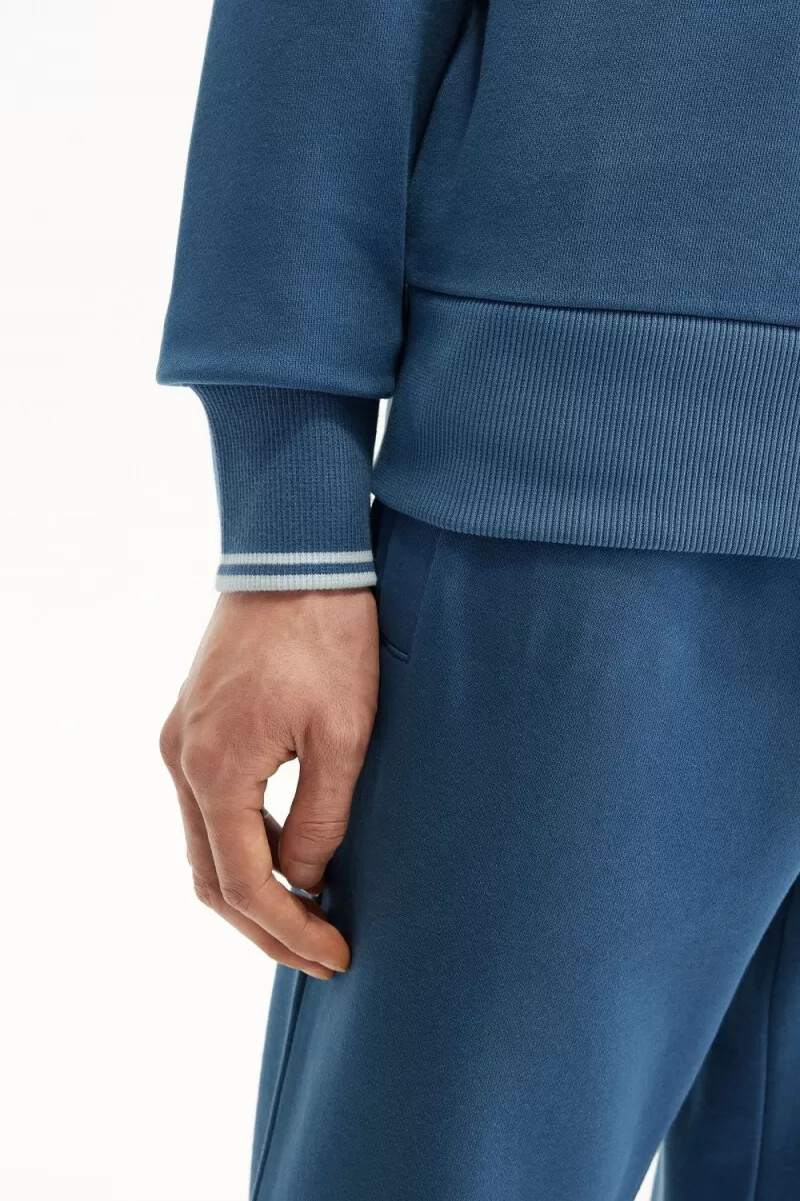 fred perry rund neck herrtröjor midnattsblå ljus aqua