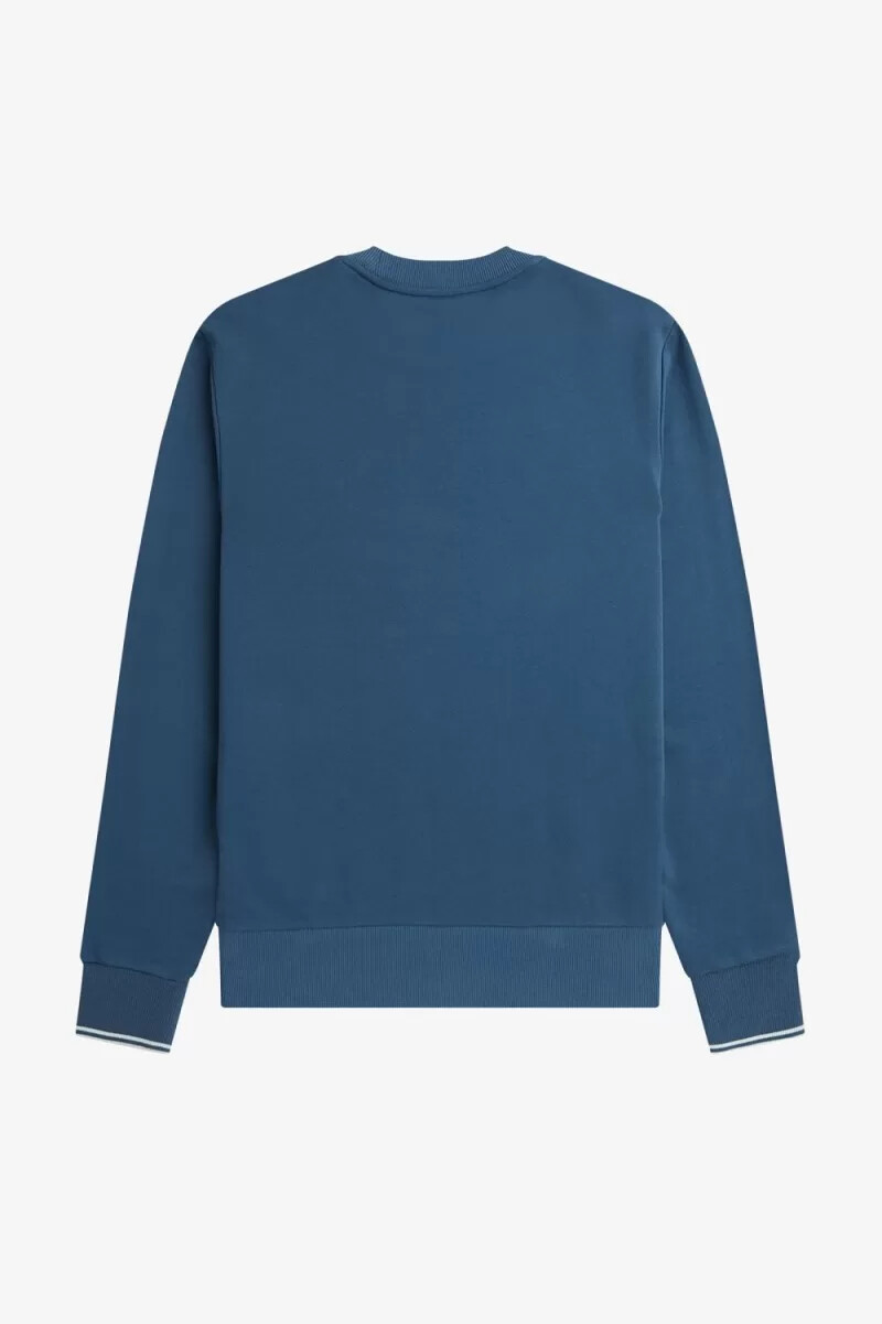 fred perry rund neck herrtröjor midnattsblå ljus aqua