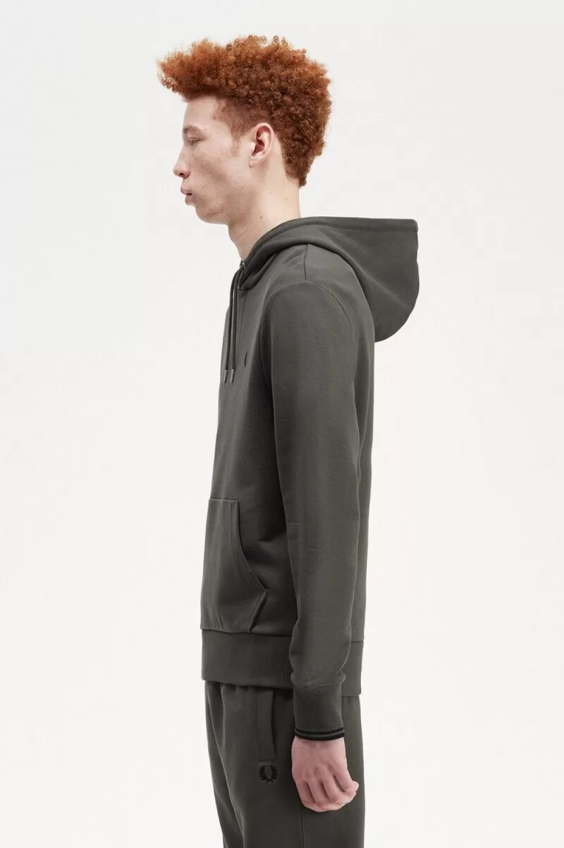 fred perry tipped hooded herrtröjor field green