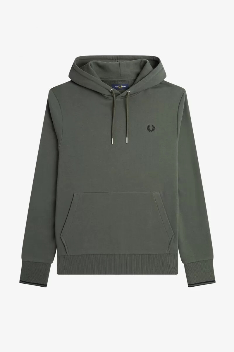 fred perry tipped hooded herrtröjor field green