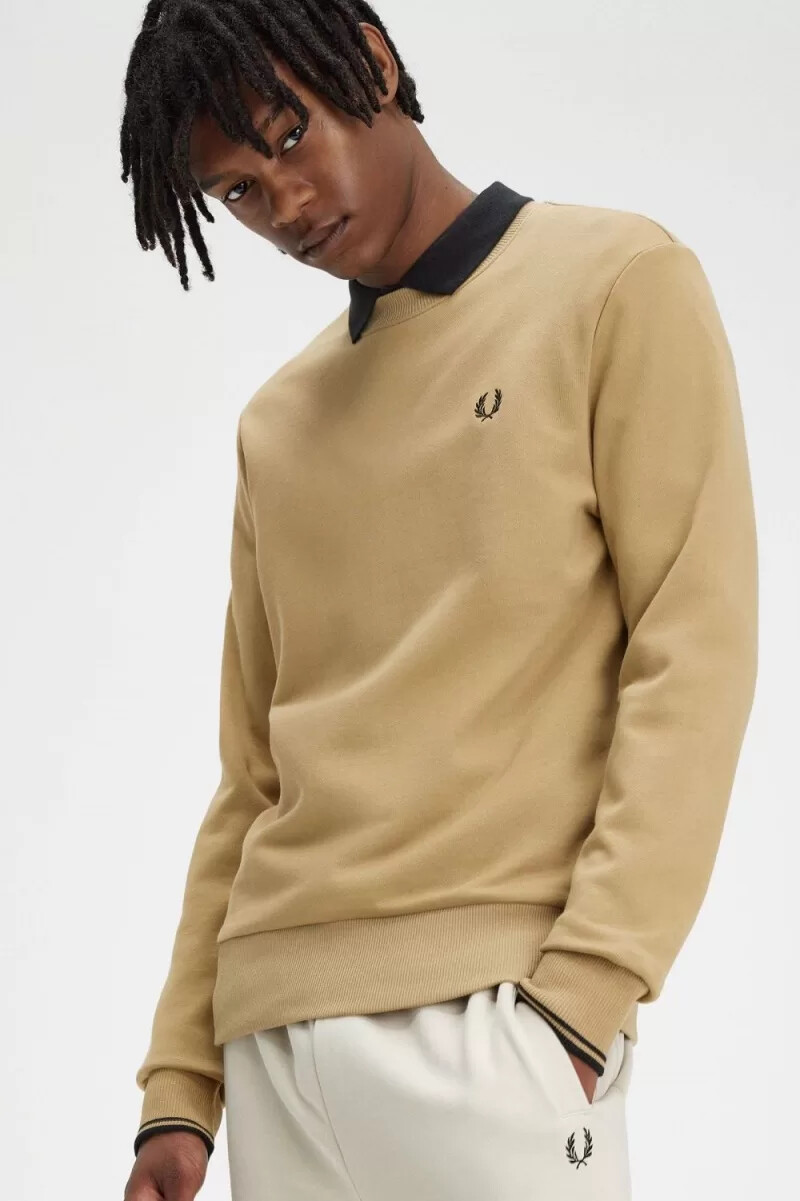 fred perry crew neck herrtröjor grön svart