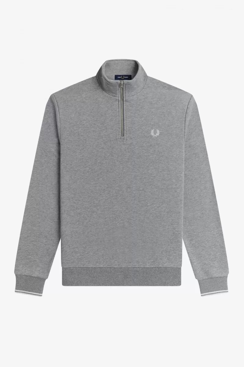 fred perry herrtröjor med halv dragkedja grå