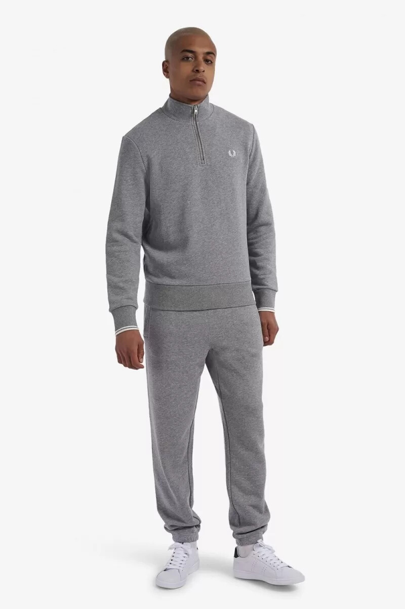 fred perry herrtröjor med halv dragkedja grå