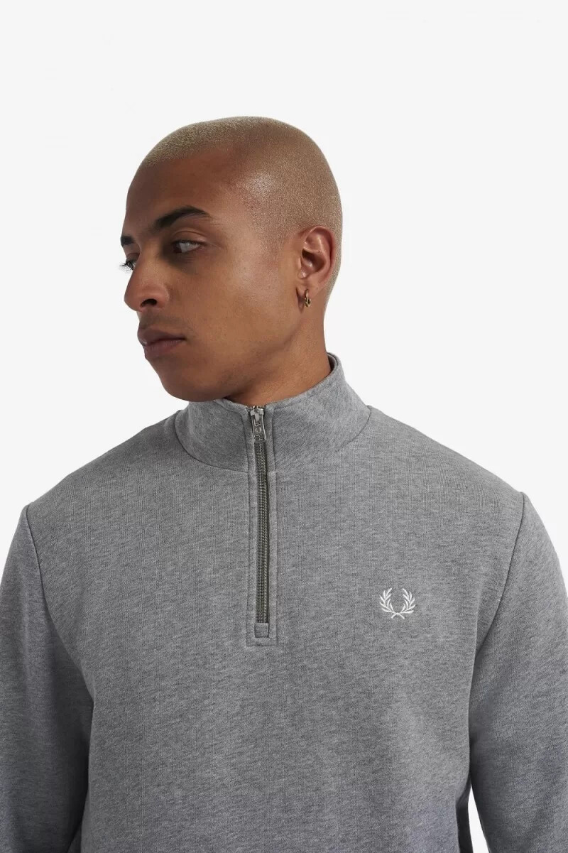 fred perry herrtröjor med halv dragkedja grå