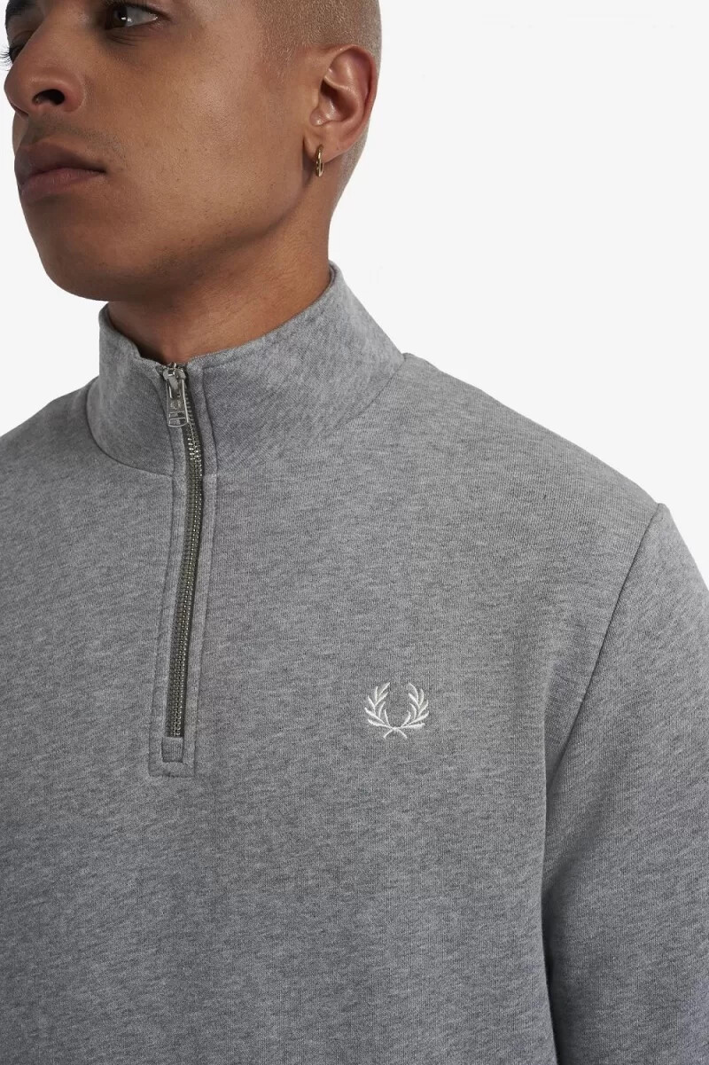 fred perry herrtröjor med halv dragkedja grå