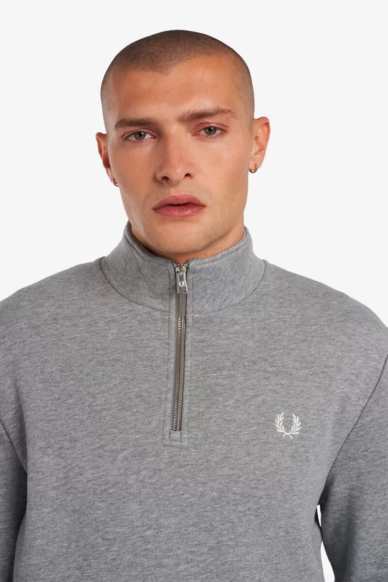 fred perry herrtröjor med halv dragkedja grå