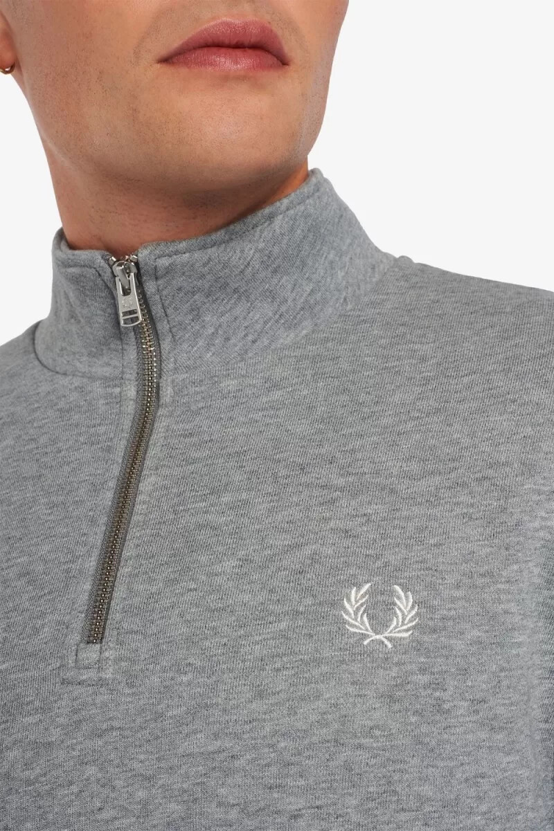 fred perry herrtröjor med halv dragkedja grå