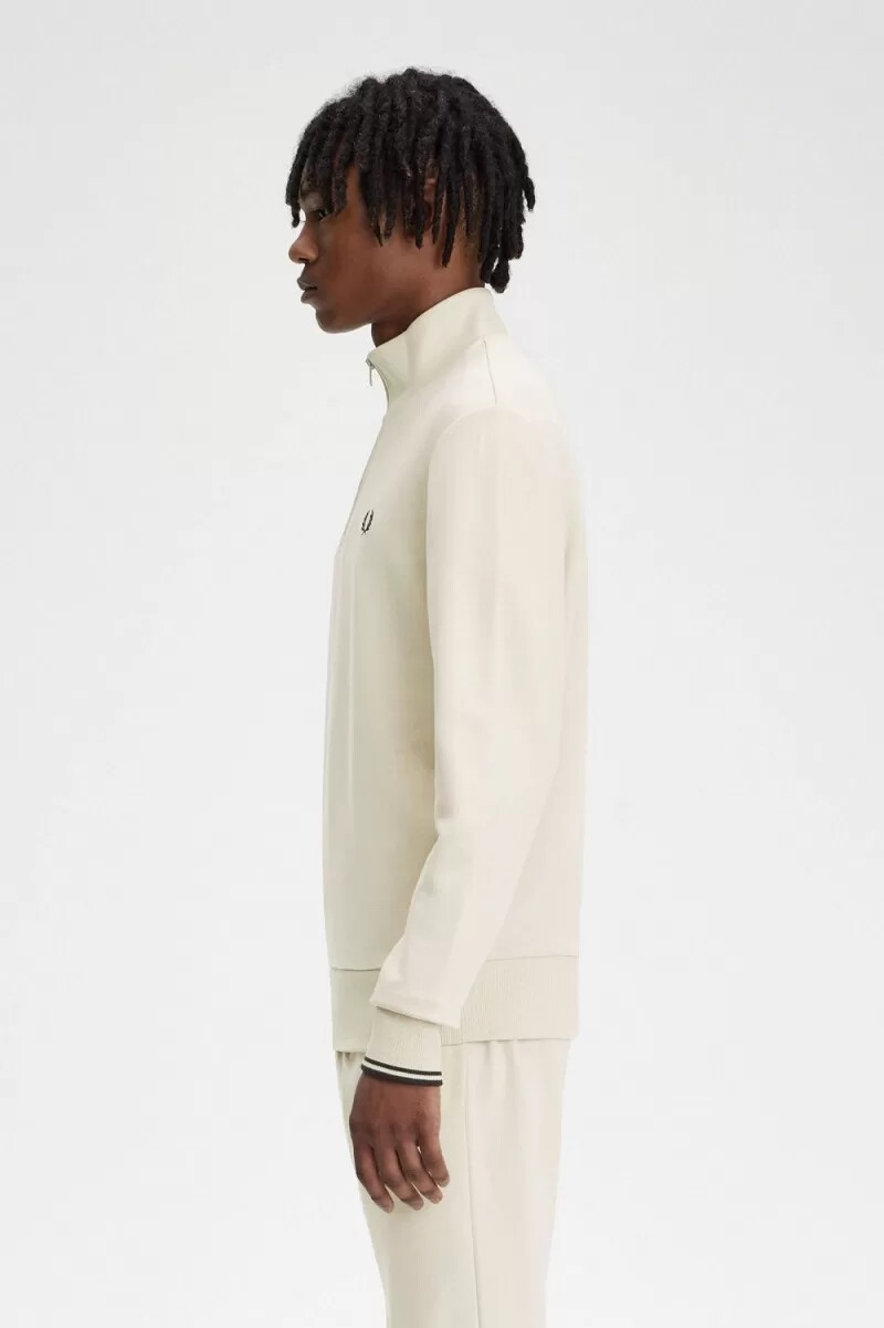 fred perry half zip herrtröjor havregryn svarta