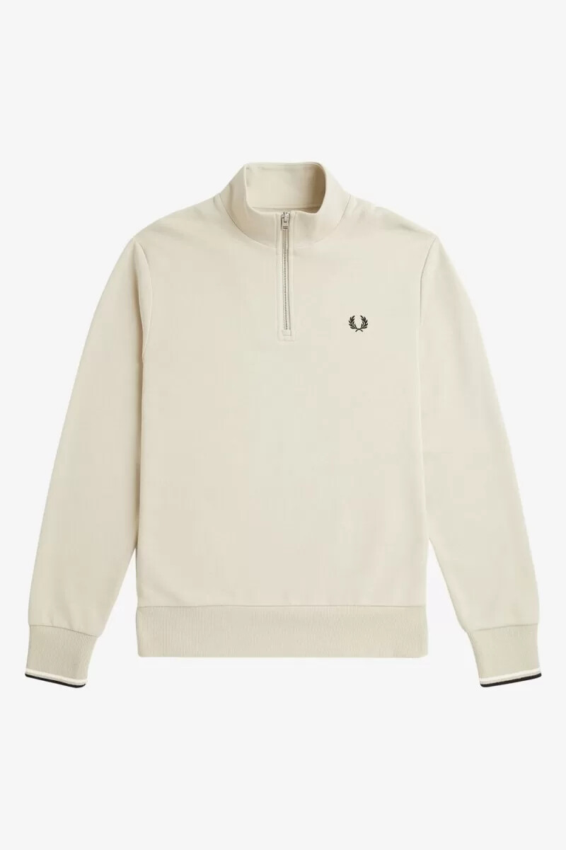 fred perry half zip herrtröjor havregryn svarta