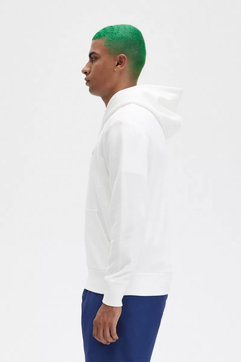 fred perry laurel wreath print hooded herrtröjor snövit