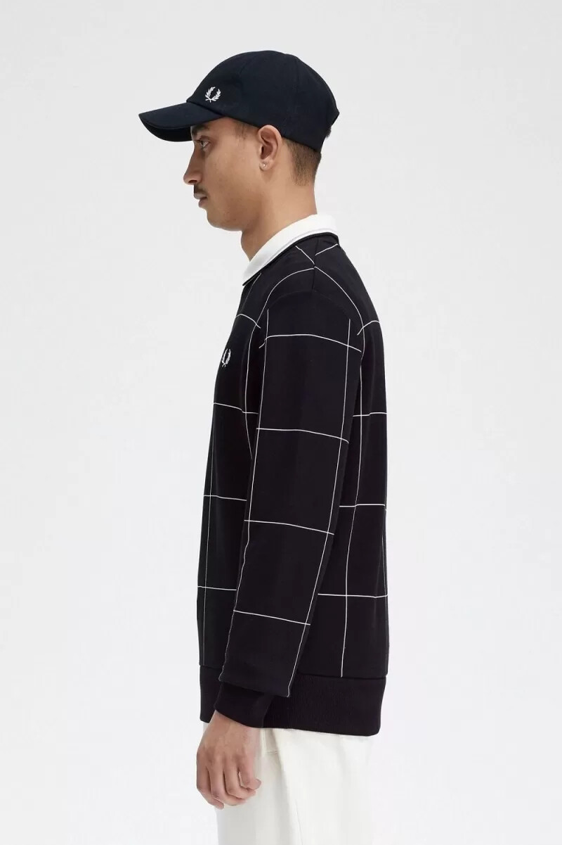 fred perry rutdetalj herrtröjor svarta