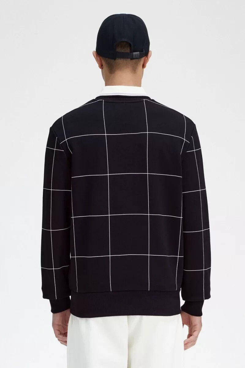 fred perry rutdetalj herrtröjor svarta