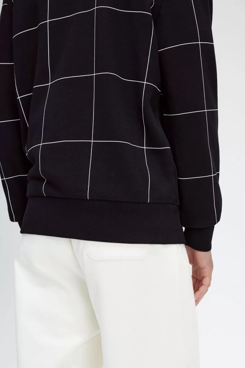 fred perry rutdetalj herrtröjor svarta
