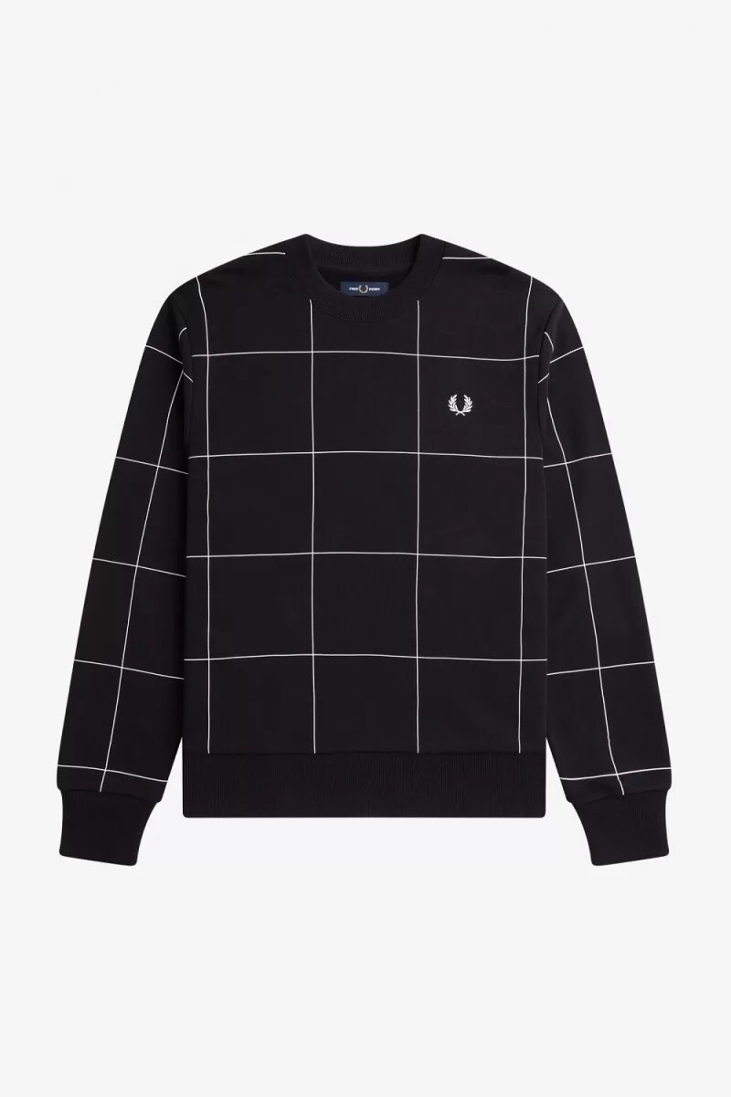 fred perry rutdetalj herrtröjor svarta