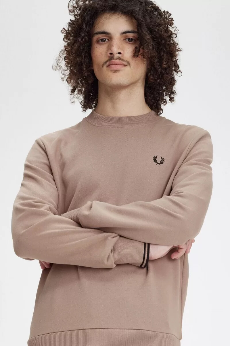 fred perry crew neck herrtröjor mörkrosa svarta