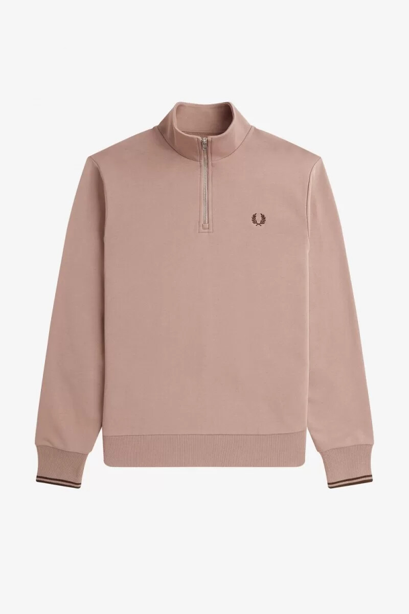 fred perry herrtröjor med halv dragkedja mörkrosa