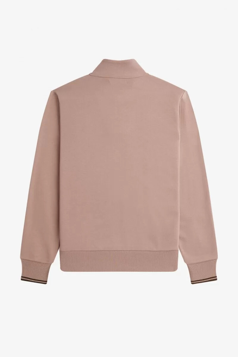 fred perry herrtröjor med halv dragkedja mörkrosa