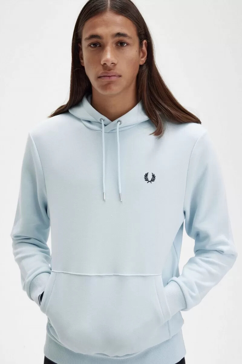 fred perry tipped hooded herrtröjor ljusblå