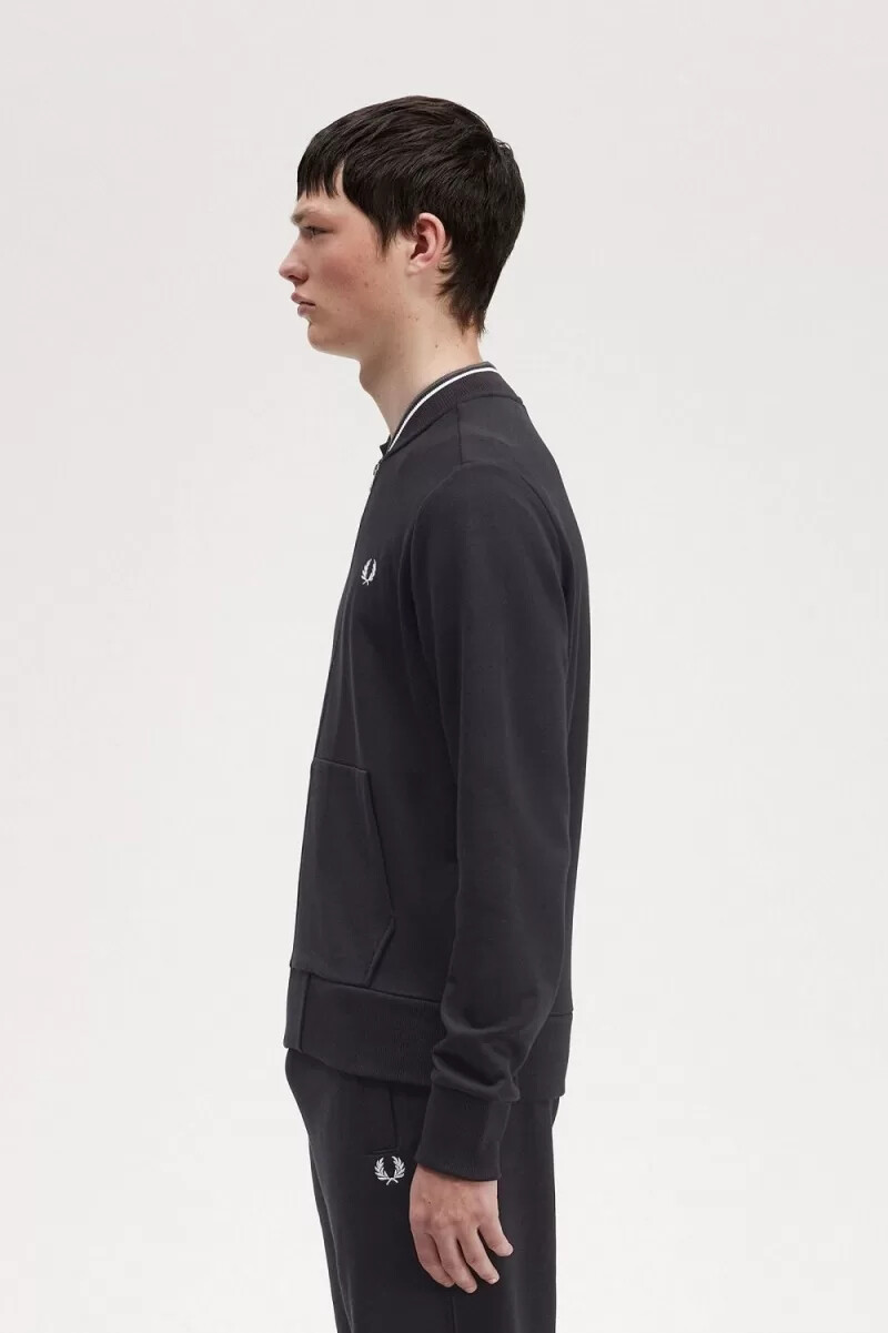 fred perry zip through herrtröjor svarta