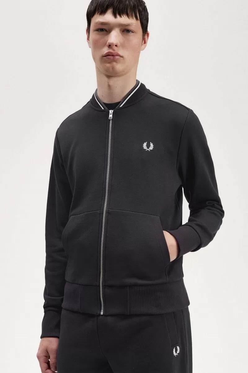 fred perry zip through herrtröjor svarta