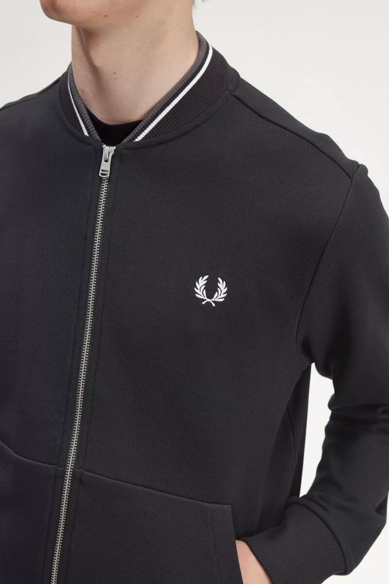 fred perry zip through herrtröjor svarta