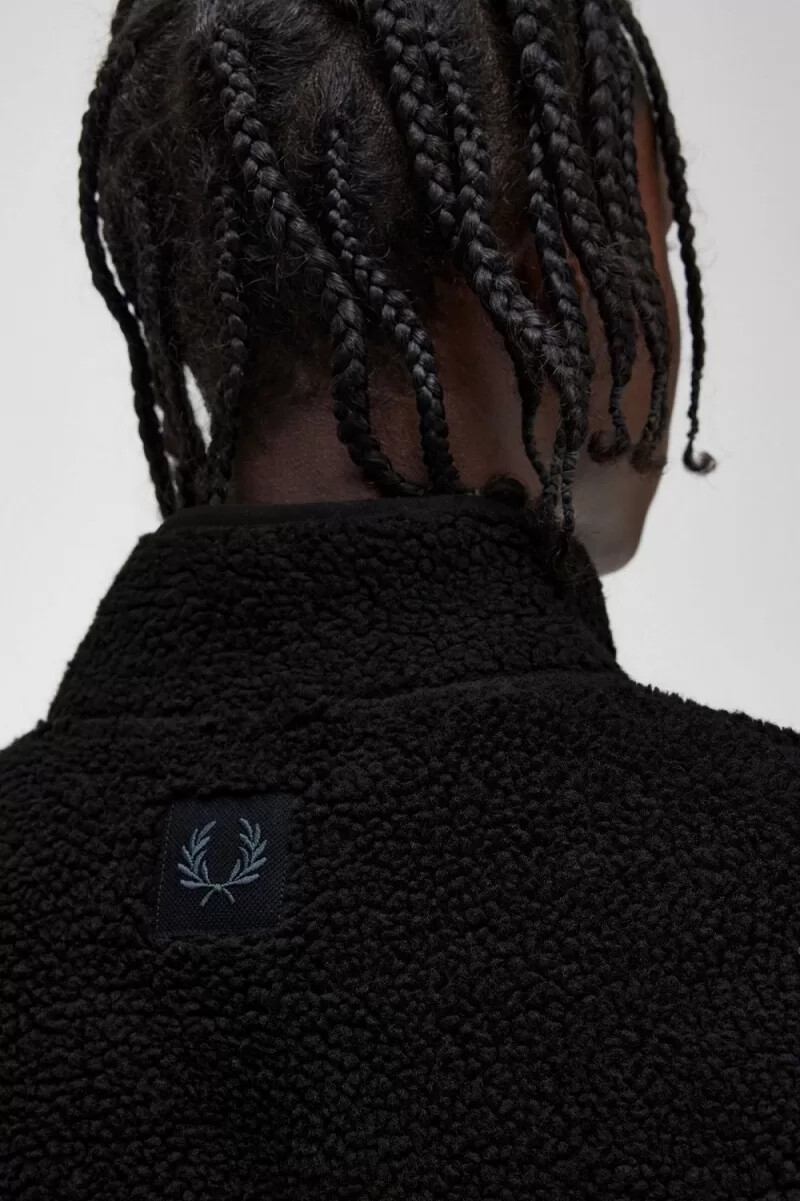 fred perry zip through borg fleece herrtröjor svarta
