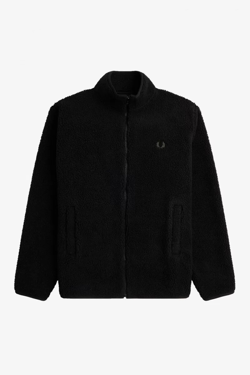 fred perry zip through borg fleece herrtröjor svarta