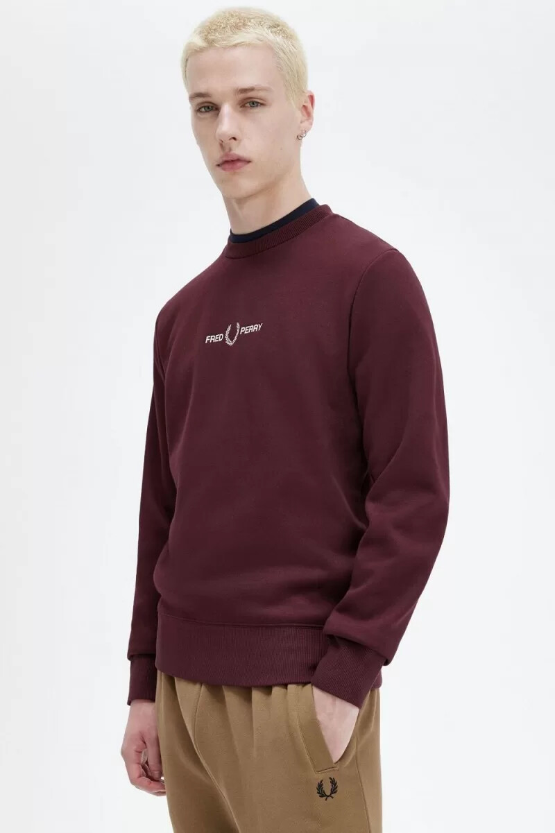 fred perry broderade herrtröjor oxblood