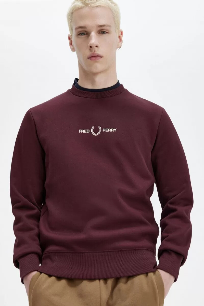 fred perry broderade herrtröjor oxblood