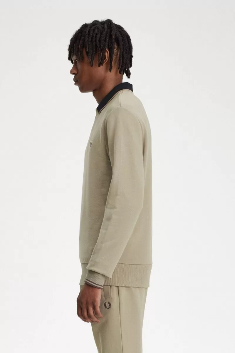 fred perry crew neck herrtröjor varm grå mörkröd