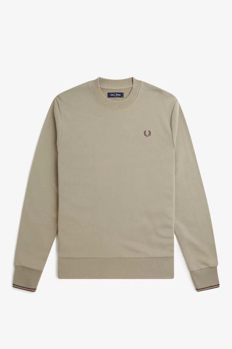 fred perry crew neck herrtröjor varm grå mörkröd
