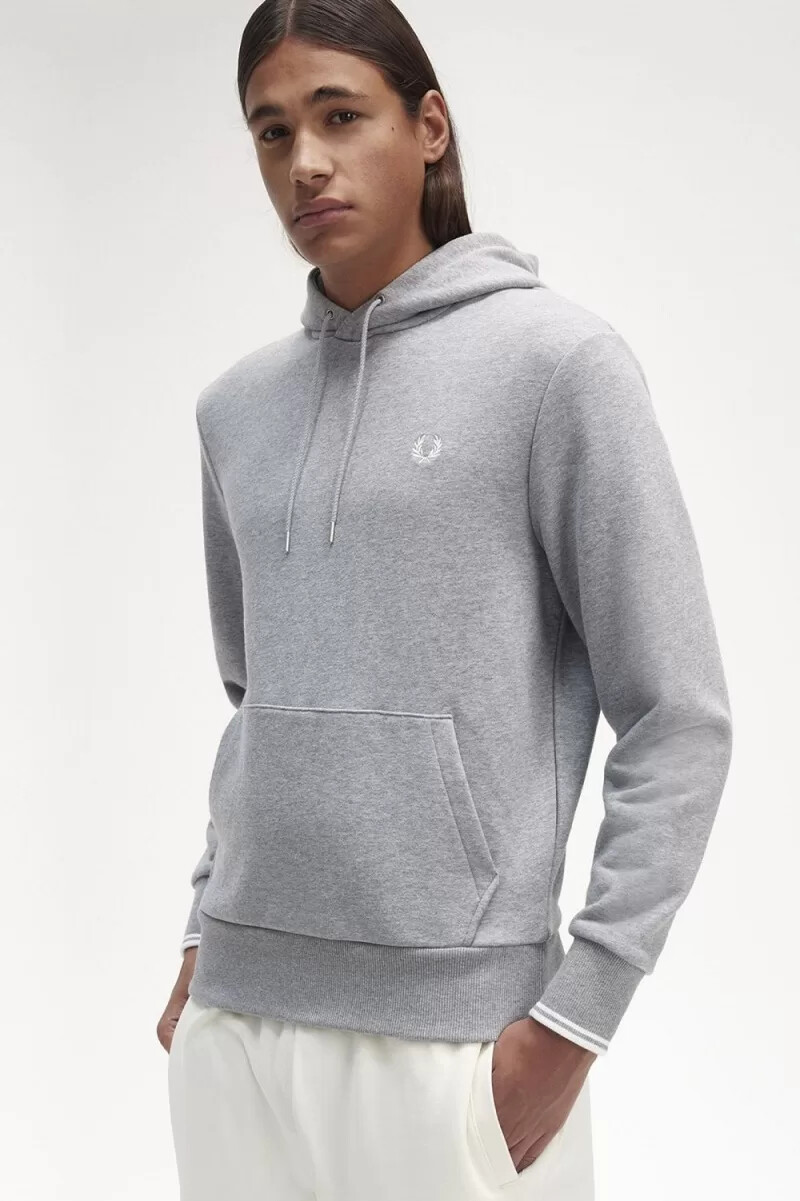 fred perry tipped hooded herrtröjor grå