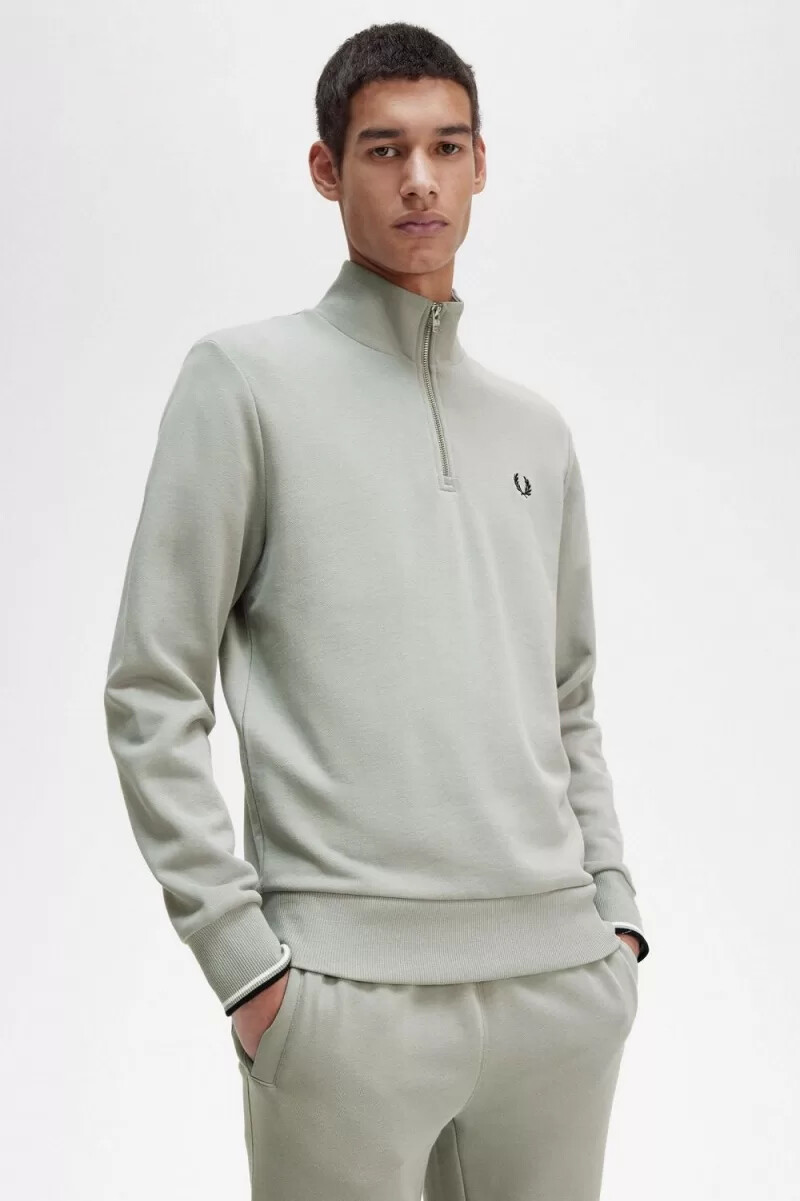 fred perry herrtröjor med halv dragkedja grå