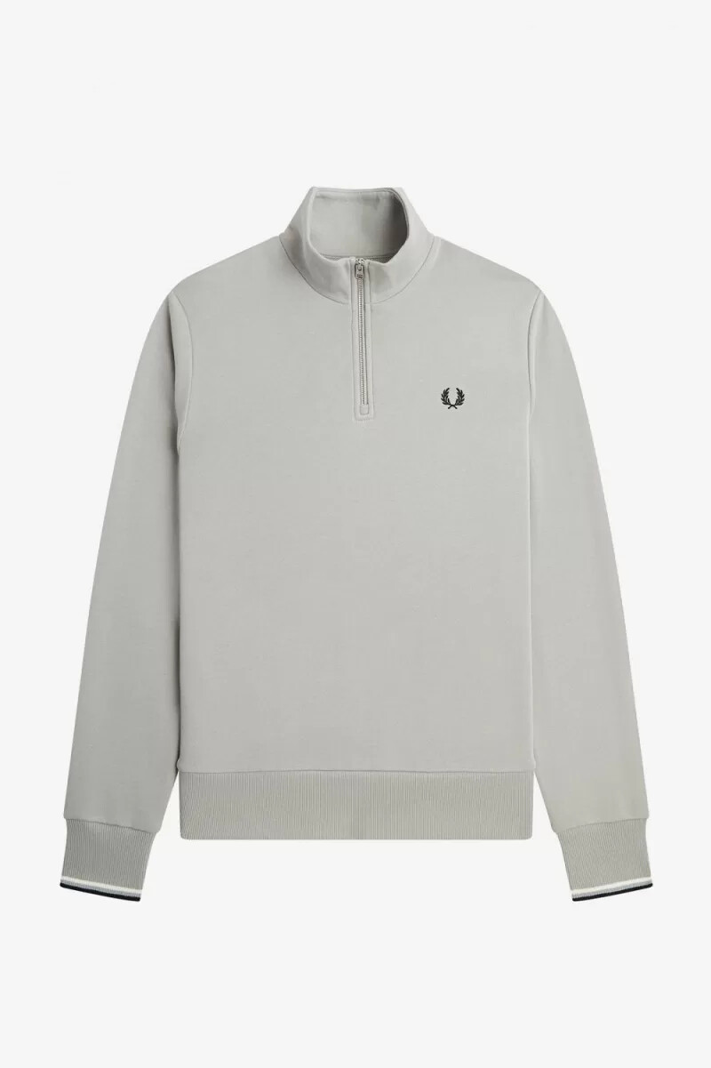 fred perry herrtröjor med halv dragkedja grå