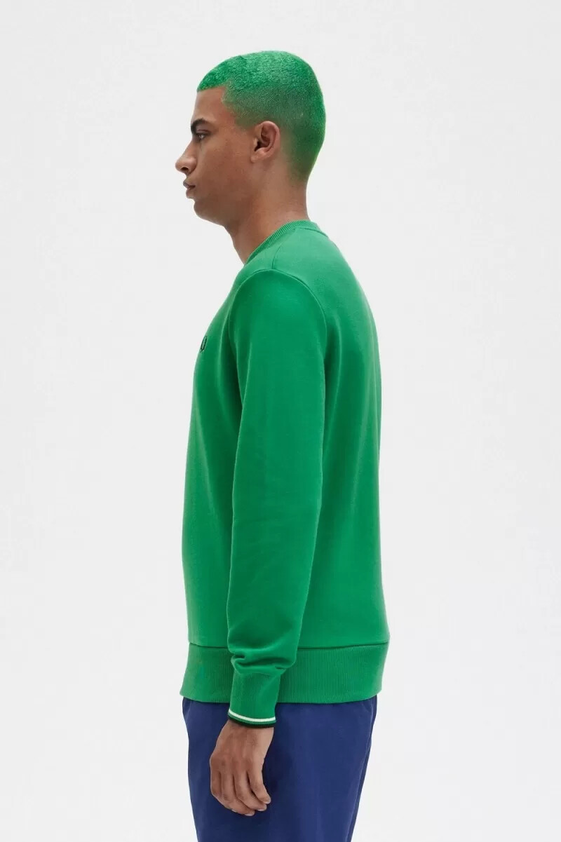 fred perry rund neck herrtröjor grön