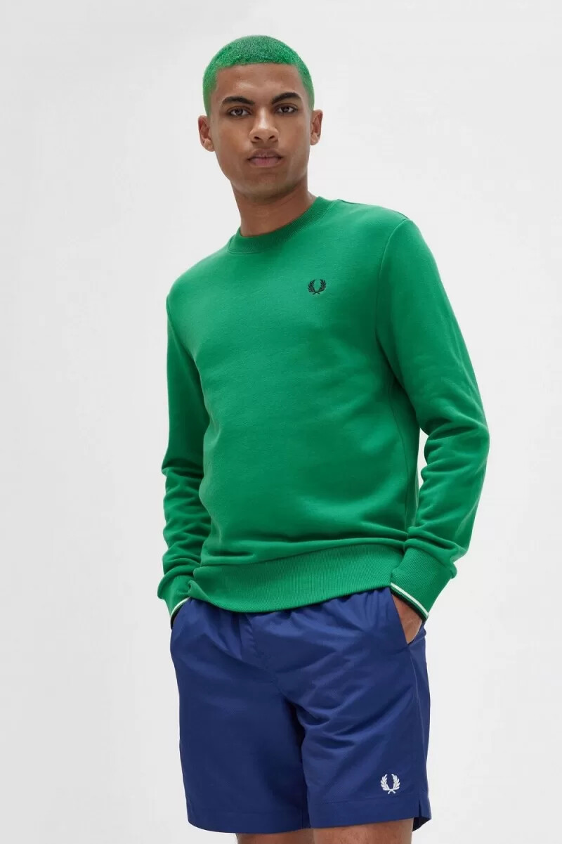fred perry rund neck herrtröjor grön