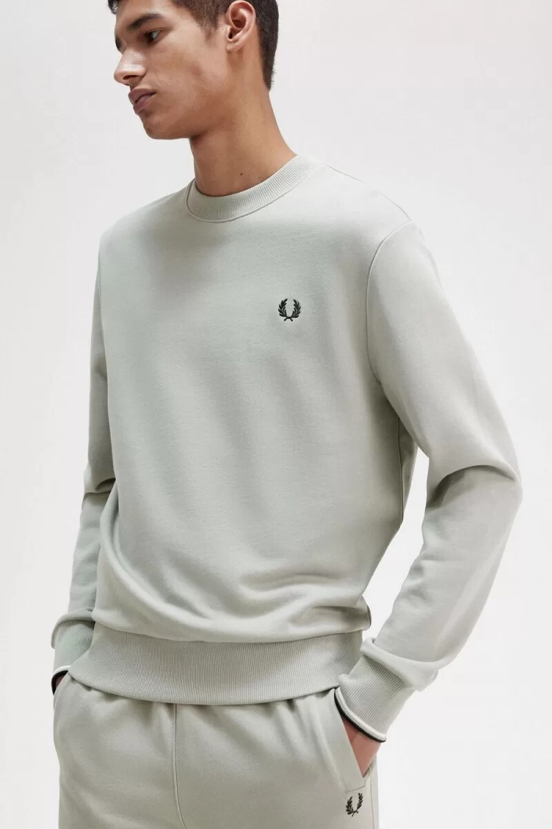 fred perry crew neck herrtröjor grå