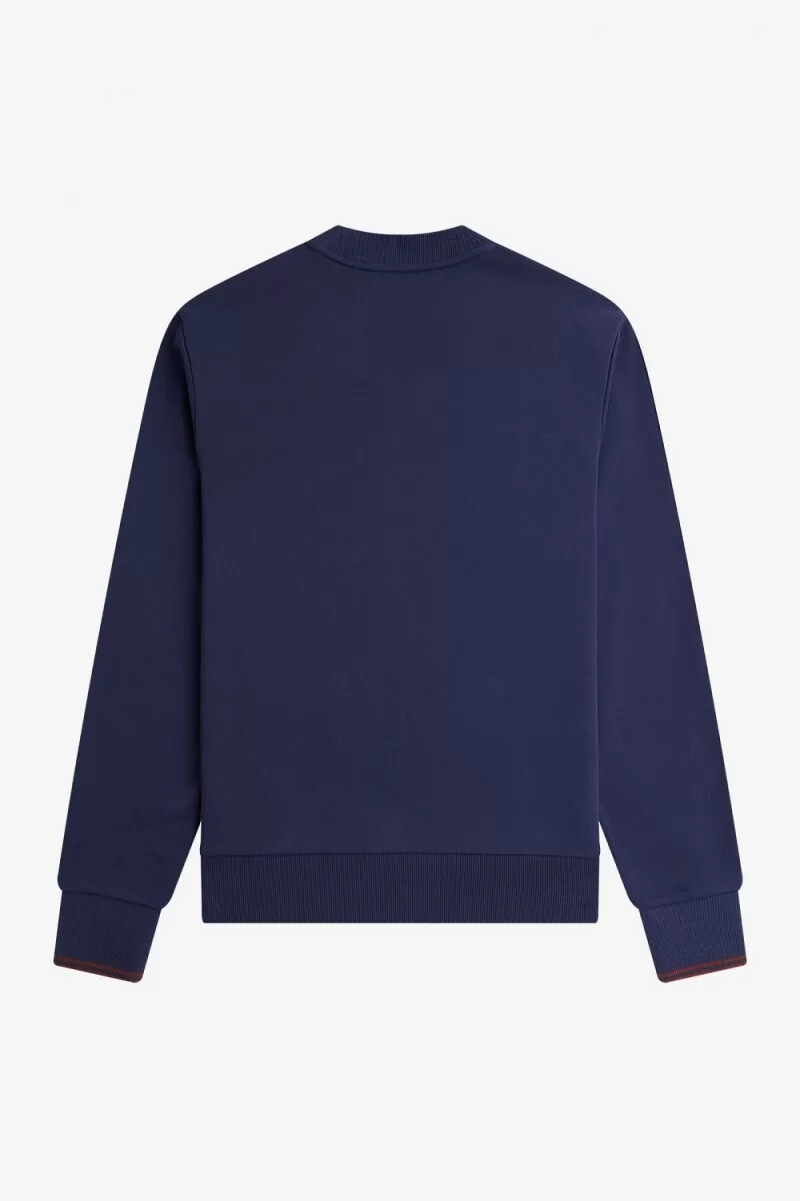 fred perry crew neck herrtröjor fransk marinblå whiskybrun